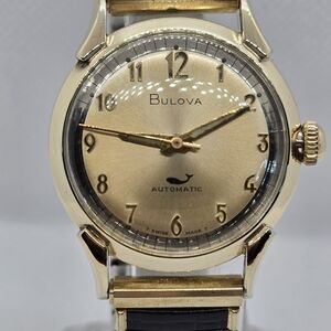 1969 Bulova Sea King DL Mens Automatic Watch 10K RGP. W/ 10K RGP Black Flex Band